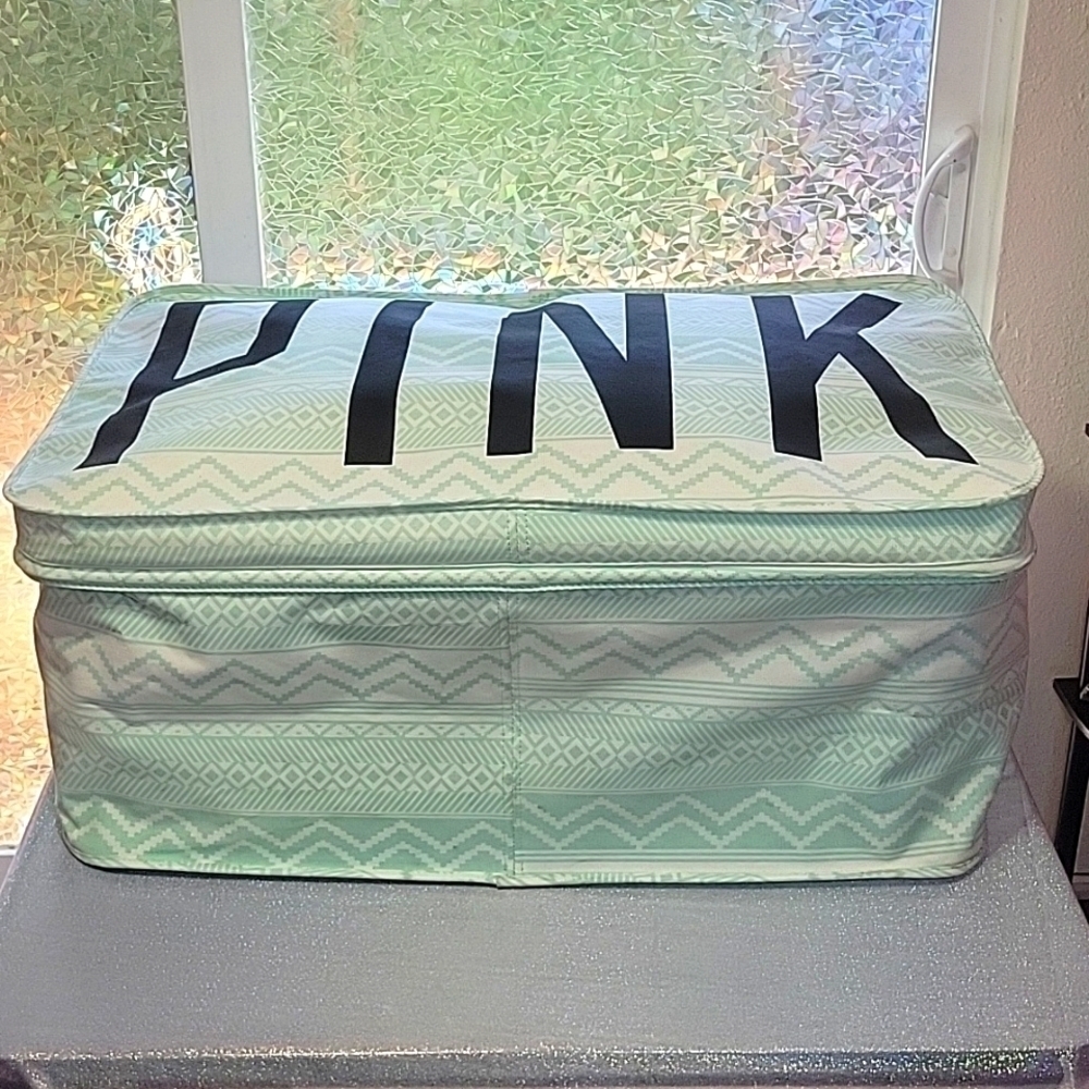 RARE HTF VS Pink Vintage Dorm Room Blue Aztec Trunk Storage Box XL